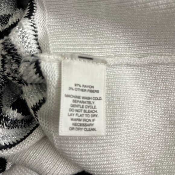 2/$30 White House Black Market Glittered One-Shoulder Zigzag Sweater Small #8918 - Picture 8 of 11